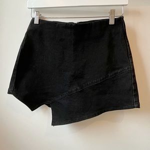 Asymmetrical denim skirt with built in shorts